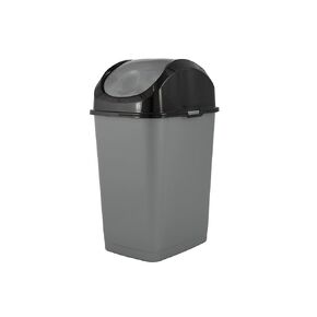 Superio Office Trash Can with Lid 9 Gallon Kitchen Garbage Can Bedroom Waste Basket 37 Qt. Swing Top Trashcan Plastic Durable Waste and Recycle Bin (2, Grey/Black)