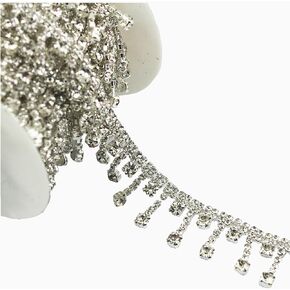 1 Yard 4mm Stunning Rivet Spike Stud Rhinestone Chain Applique Costume Sewing Trims Applique Embellishment Wedding Dress Decoration (LZ58) in Kuwait