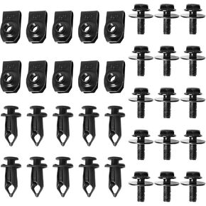 35PCS Engine Under Cover Splash Shield Body Bolts Screws, Bumper Guard Fender Liner Retainer Rivet Clips, 3 Sets U-Nut Hardware Kits, Replacement for G35 G37 FX35 FX45 (Black) in Kuwait