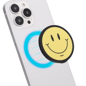 Foldable Phone Stand Holder and Phone Grip - Magnetic Grip Stand Compatible with Mag Safe - Kickstand for iPhone 15/14/13/12/11/Xs/x/8/7 Series,Samsung Galaxy,Google Pixel,Android - Smiley