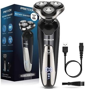Electric Razor for Men, Electric Shaver for Men, Rechargeable Waterproof Wet Dry Cordless Razor with Nose Hair Trimmer and Sideburns Trimmer