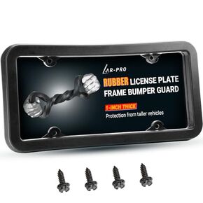 AR-PRO Ultimate License Plate Bumper Guard Screws Included - 2.3" Thick Rubber License Plate Mount Protects Bumper from Scratches and Dents - Universal Fit for Cars, Trucks, SUVs, and Vans