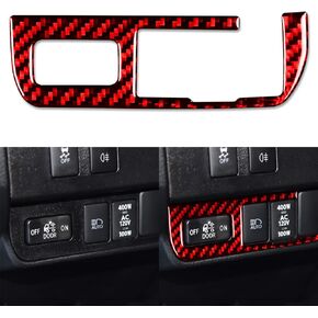 Real Premium Carbon Fiber Compatible with Toyota Tacoma 2016 2017 2018 2019 2020 2021 2022 2023 Accessories Car Dash Engine Mode AC Switch Panel Cover Sticker Decal Interior Trim Red - A