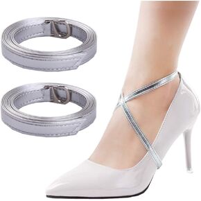 Women Detachable Adjustable Anti-Slip PU Leather Crossed Shoe Straps Bands with Buckle for Holding Loose High Heel