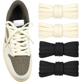 5/16" Wide Flat Shoe Laces for Sneakers 31"-72" Length (2 Pairs) Shoelaces for Athletic Shoes