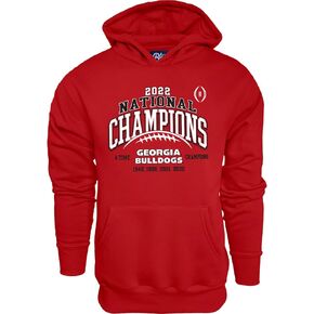 Blue 84 Kids' NCAA Officially Licensed Georgia Bulldogs National Champs Hooded Sweatshirt 2022-2023 Laces