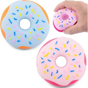 2PCS Rainbow Donut Squishy Toy, Stress Relief, Fun, and Cute Plaything Perfect for Birthday Gift and Decoration, Soft Squishy Party Favors for Kids Stress Relief Christmas Stocking Stuffers