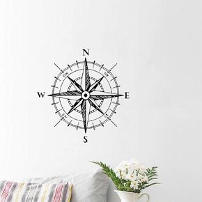 ملصق حائط بوصلة - ملصق فينيل بوصلة حديث - ملصق حائط وردي بوصلة الملاحة - قابل للإزالة وآمن للجدران والنوافذ والخشب وما إلى ذلك - صُنع في الولايات المتحدة الأمريكية (حديث، 22 بوصة × 22 بوصة) in Kuwait