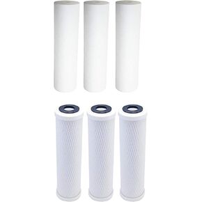 CFS – 6 Pack Water Filter Kit Includes Activated Carbon Block & Polypropylene Sediment Filter Cartridges Compatible with Watts WP-2 LCV RO System Models – Whole House Replacement Filter Cartridge