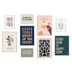 Retro Party/Drink Prints - (11" x 14") & (8"x10") Ready to Frame Set of 9 Eye Catching Poster Prints - Home Decor/Bedroom/Kitchen/Dorm - By Printer's Row & Co.