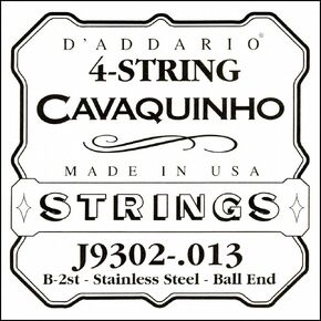 D'Addario J9302 Plain Steel Single Cavaquinho String, 013
