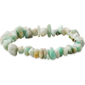 Amazonite Crystal Bracelet Positive Energy Generator Healing Stone Jewelry Reiki Bracelets Irregular Chips Stone Beads Good Luck Charm Gems Prosperity Wealth Crystals Chakra Balancing Energy Gift