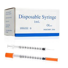 U 100 1cc Syringe 1ml 30 Gauge 1/2 Inch 13mm with Disposable Gauze Pads, Individual Package, 20 Pack