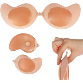 Nimiah Double-Sided Strapless Sticky Bra - Self Adhesive Push up Bras for Women | Reusable Invisible Backless Bra for Dress Beige