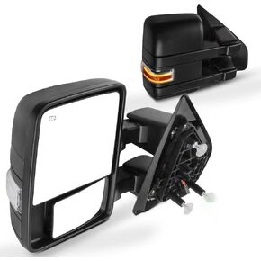 SCITOO fit for Ford for F150 Towing Mirrors with Puddle Light Black Rear View Mirrors fit 2004-2014 for F-150 with Turn Signal Lights Power Control Heated Manual Telescoping and Folding Features
