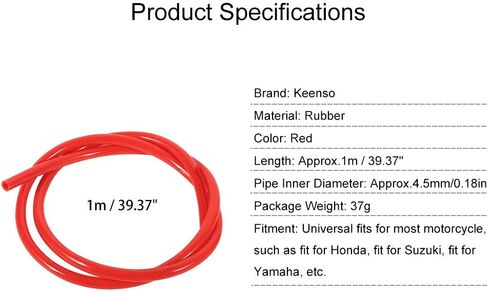 Keenso Colorful Gas Line Hose Tube Pipe Petrol 1/4 inch 3 feet for Motorcycle Dirt Pit Bike ATV Snowmobile PWC Jet Ski Polyurethane(Red) in Saudi Arabia