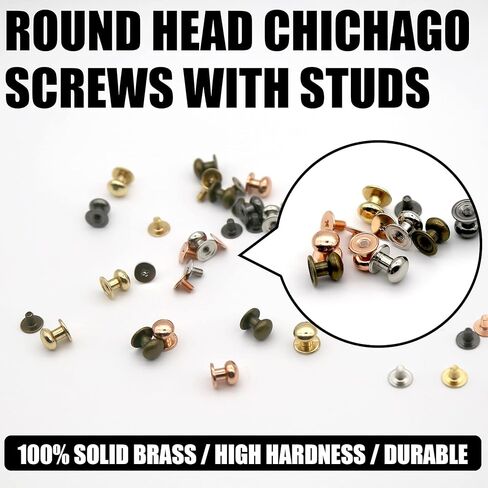 125 Sets 5 Colors Chicago Screws Solid Round Head Button Tack Slotted Screws Nipple Rivet Studs Nail Rivets for Clothing Shoes Belts Bags Watchbands Dog Collars DIY Leather Craft Accessories in Saudi Arabia