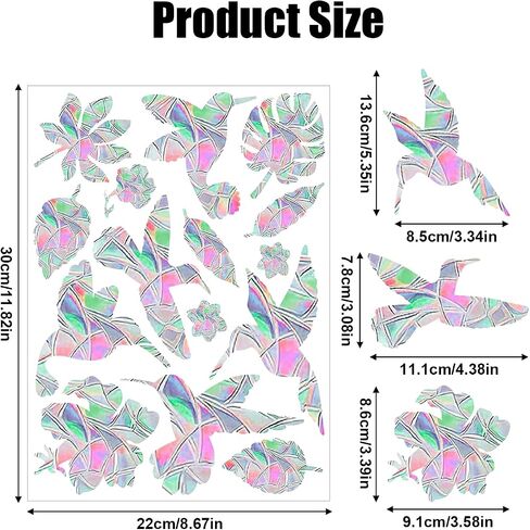60pcs Anti Collision Window Decals for Birds, Rainbow Reflection Window Sticker Window Strike Prevention Stickers Prism Decal Static Cling Window Decals Flowers Indoor Decorations in Saudi Arabia