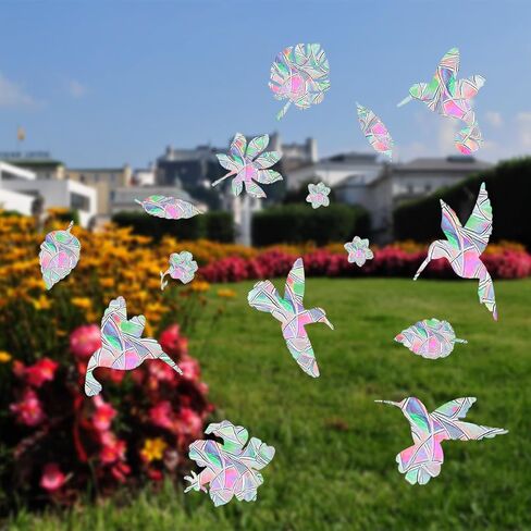 60pcs Anti Collision Window Decals for Birds, Rainbow Reflection Window Sticker Window Strike Prevention Stickers Prism Decal Static Cling Window Decals Flowers Indoor Decorations in Saudi Arabia