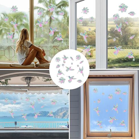 60pcs Anti Collision Window Decals for Birds, Rainbow Reflection Window Sticker Window Strike Prevention Stickers Prism Decal Static Cling Window Decals Flowers Indoor Decorations in Saudi Arabia