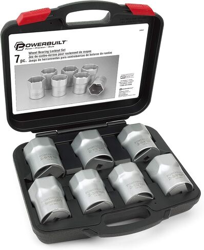 Powerbuilt Wheel Bearing Locknut Socket Set, 7 Piece Remover Tool Kit, Rounded and Regular Hex, Wheel Bearing Tools, Storage Case - 648642 in Saudi Arabia