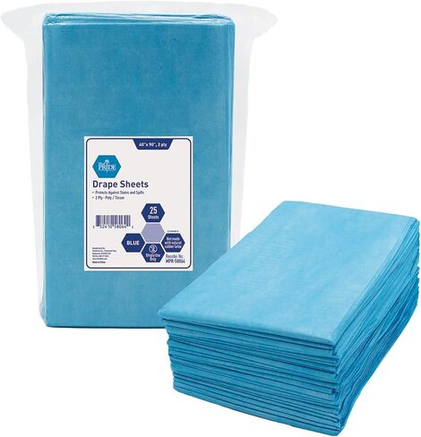 MED PRIDE Disposable Drape Sheets [Pack of 25] - 2-Ply Hospital Drapes for Stain & Spill Protection- Leakproof Medical Paper Sheet Covers for Treatment Tables, Exams, Stretchers, Massage Tables, Spa in Kuwait