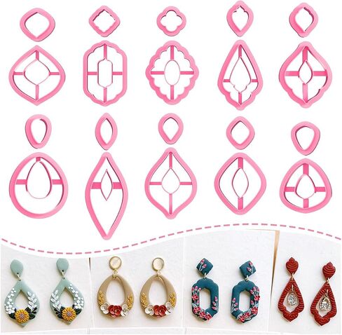Keoker 10 Organic Shape Clay Earring Cutters, Boho Clay Cutters for Polymer Clay Jewelry, Earring Cutters for Polymer Clay (B) in Saudi Arabia