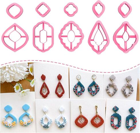 Keoker 10 Organic Shape Clay Earring Cutters, Boho Clay Cutters for Polymer Clay Jewelry, Earring Cutters for Polymer Clay (B) in Saudi Arabia