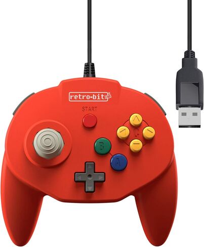 Retro-Bit Tribute 64 USB Controller for PC, Switch, Mac, Steam, RetroPie, Raspberry Pi - USB Port - (Red) in Kuwait