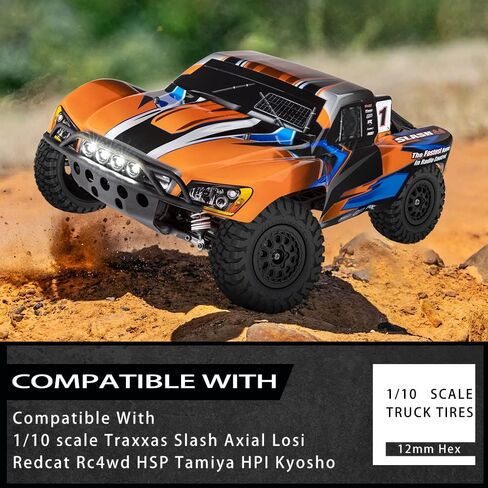 GLOBACT RC Truck Tires 12mm Hex RC Wheels and Tires with Foam Inserts for 1/10 Slash Tires Axial Losi Redcat Rc4wd HSP Tamiya HPI Kyosho RC Truck (4 Pcs) in Saudi Arabia