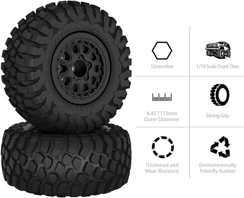 GLOBACT RC Truck Tires 12mm Hex RC Wheels and Tires with Foam Inserts for 1/10 Slash Tires Axial Losi Redcat Rc4wd HSP Tamiya HPI Kyosho RC Truck (4 Pcs) in Saudi Arabia