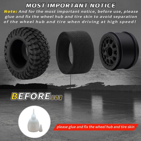 GLOBACT RC Truck Tires 12mm Hex RC Wheels and Tires with Foam Inserts for 1/10 Slash Tires Axial Losi Redcat Rc4wd HSP Tamiya HPI Kyosho RC Truck (4 Pcs) in Saudi Arabia