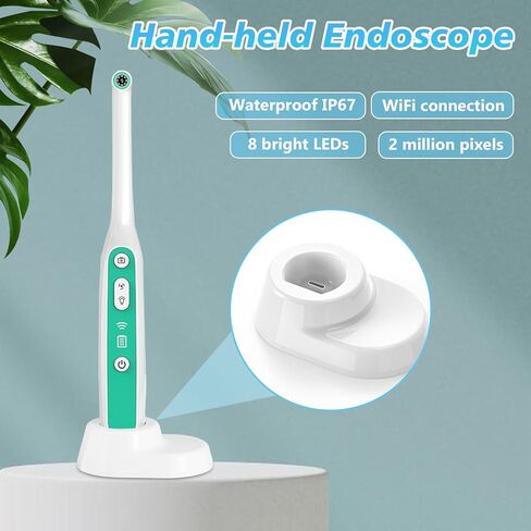 Wireless Endoscope, WiFi 8 Adjustable LED Lights IP67 Waterproof Camera Compatible with iPhone and Android, Suitable for Individuals and Pet in Kuwait