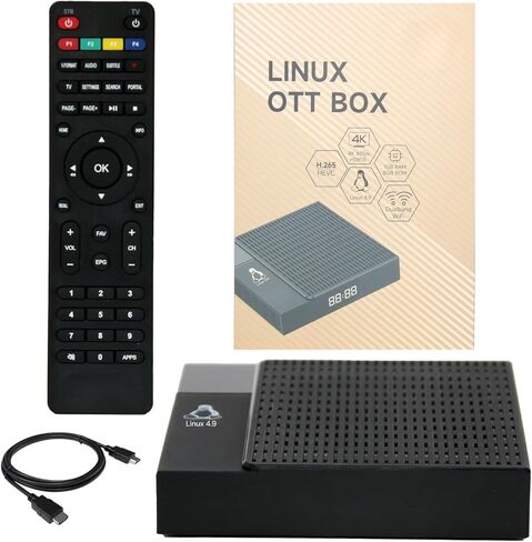 Raxxio RAX2300 TV Set-Top Box - 4K HDR TV Streaming Device with 1GB RAM, 8GB ROM, Dolby Digital Plus, Linux 4.9, Dual-Band WiFi, USB 2.0, HDMI Cable and Remote Control in Kuwait