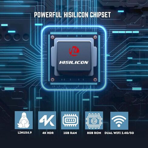 Raxxio RAX2300 TV Set-Top Box - 4K HDR TV Streaming Device with 1GB RAM, 8GB ROM, Dolby Digital Plus, Linux 4.9, Dual-Band WiFi, USB 2.0, HDMI Cable and Remote Control in Kuwait