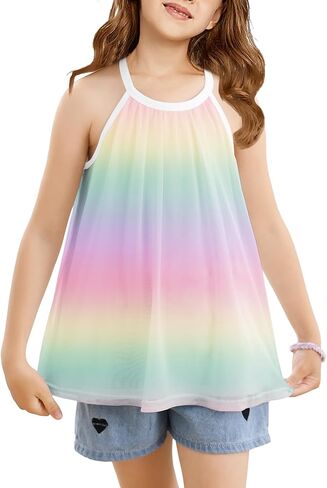 Ivicoer Girls Flowy Tops Cute Summer Sleeveless Shirts Kids Fashion Halter Tops Size 3-10 Years in Kuwait