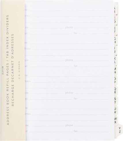 C.R. Gibson A1 Address Book Refill with 55 Sheets and 13 Dividers, 5.25" x 6.5" (Z211R) in Saudi Arabia