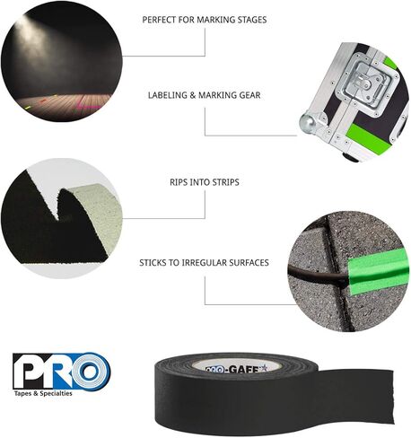 4" Width ProTapes Pro Gaff Premium Matte Cloth Gaffer's Tape With Rubber Adhesive, 11 mils Thick, 55 yds Length, Black (Pack of 1) in Saudi Arabia