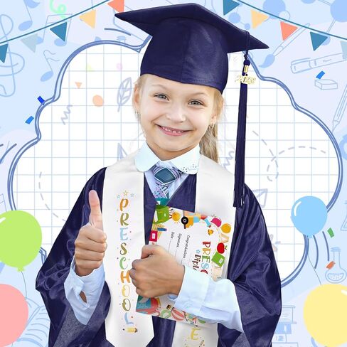 Sureio 6 Pcs Kindergarten Preschool Graduation Cap and Gown with 2025 Tassel Graduation Stole Certificate for Toddler Kids in Kuwait