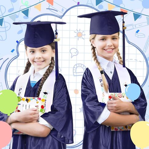 Sureio 6 Pcs Kindergarten Preschool Graduation Cap and Gown with 2025 Tassel Graduation Stole Certificate for Toddler Kids in Kuwait