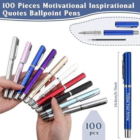 Teling 100 Pieces Motivational Pens Bulk Operation Inspirational Quotes Ballpoint Pens with Saying for Back to School Gifts Black Ink Party Favors Pens(Gentle Colors, Classic Style) in Saudi Arabia