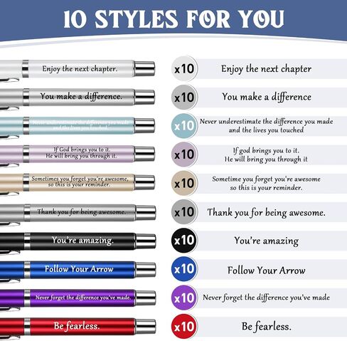 Teling 100 Pieces Motivational Pens Bulk Operation Inspirational Quotes Ballpoint Pens with Saying for Back to School Gifts Black Ink Party Favors Pens(Gentle Colors, Classic Style) in Saudi Arabia