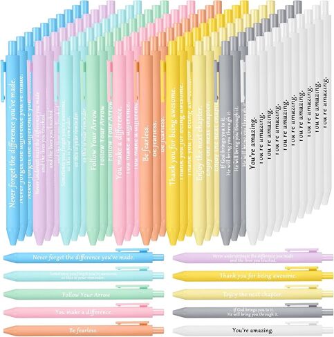 Teling 100 Pieces Motivational Pens Bulk Operation Inspirational Quotes Ballpoint Pens with Saying for Back to School Gifts Black Ink Party Favors Pens(Gentle Colors, Classic Style) in Saudi Arabia