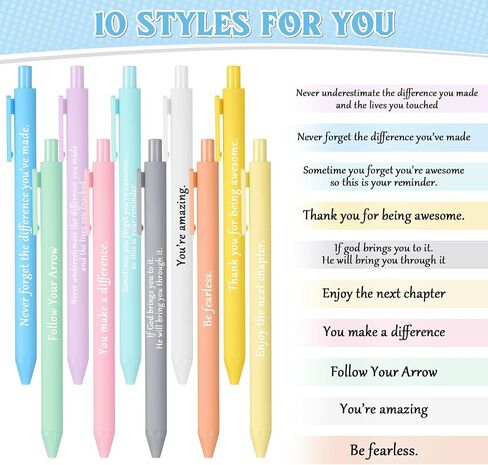 Teling 100 Pieces Motivational Pens Bulk Operation Inspirational Quotes Ballpoint Pens with Saying for Back to School Gifts Black Ink Party Favors Pens(Gentle Colors, Classic Style) in Saudi Arabia