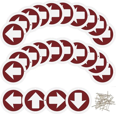 Amylove 24 Pcs 3 Inch Round Trail Markers with Reflective Tacks Aluminum Arrow Sign Traffic Signs Wall Decor Trail Marking Reflectors for Outdoor Camping Hiking Hunting Driving in Saudi Arabia