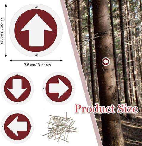 Amylove 24 Pcs 3 Inch Round Trail Markers with Reflective Tacks Aluminum Arrow Sign Traffic Signs Wall Decor Trail Marking Reflectors for Outdoor Camping Hiking Hunting Driving in Saudi Arabia