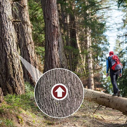 Amylove 24 Pcs 3 Inch Round Trail Markers with Reflective Tacks Aluminum Arrow Sign Traffic Signs Wall Decor Trail Marking Reflectors for Outdoor Camping Hiking Hunting Driving in Saudi Arabia