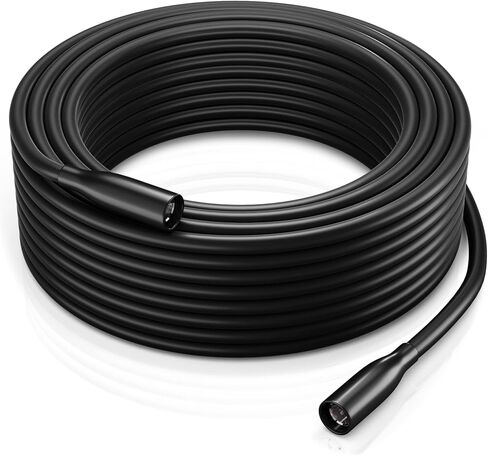 Coaxial Cable 25ft, Triple Shield - Outdoor RG6 Coax Cable, TV Cable for Digital TV Aerial, Satellite Cable - Cable Cord Cable Wire- with Gold Plated F Connectors - Black, 25 Feet in Saudi Arabia