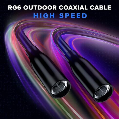 Coaxial Cable 25ft, Triple Shield - Outdoor RG6 Coax Cable, TV Cable for Digital TV Aerial, Satellite Cable - Cable Cord Cable Wire- with Gold Plated F Connectors - Black, 25 Feet in Saudi Arabia