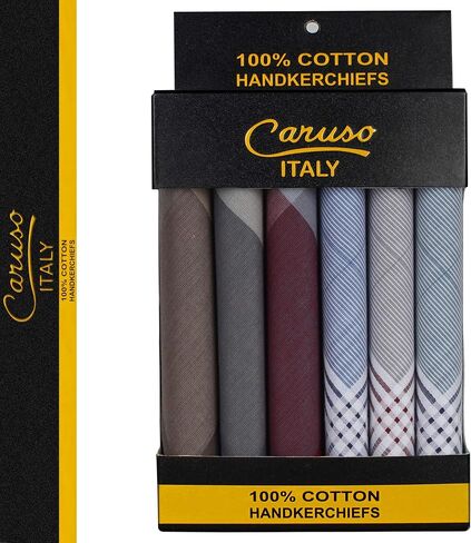 Caruso Italy 100% Cotton Men's Italia Handkerchief | Luxurious, Soft, and Ultra-Absorbent Handkerchief For Men | 50cm X 50cm in Saudi Arabia